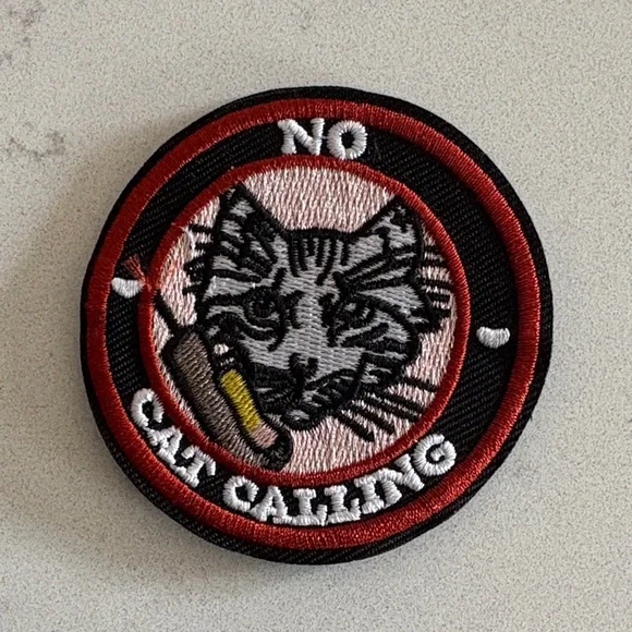 No Cat Calling Embroidered Patch - Red and Black - Picture 1 of 1